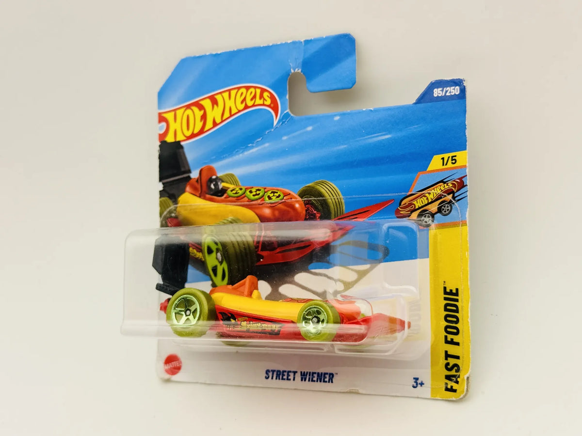 Street Wiener Hot Wheels 2025 Fast Foodie 1:64 Blister Żółty – zdjęcie 4
