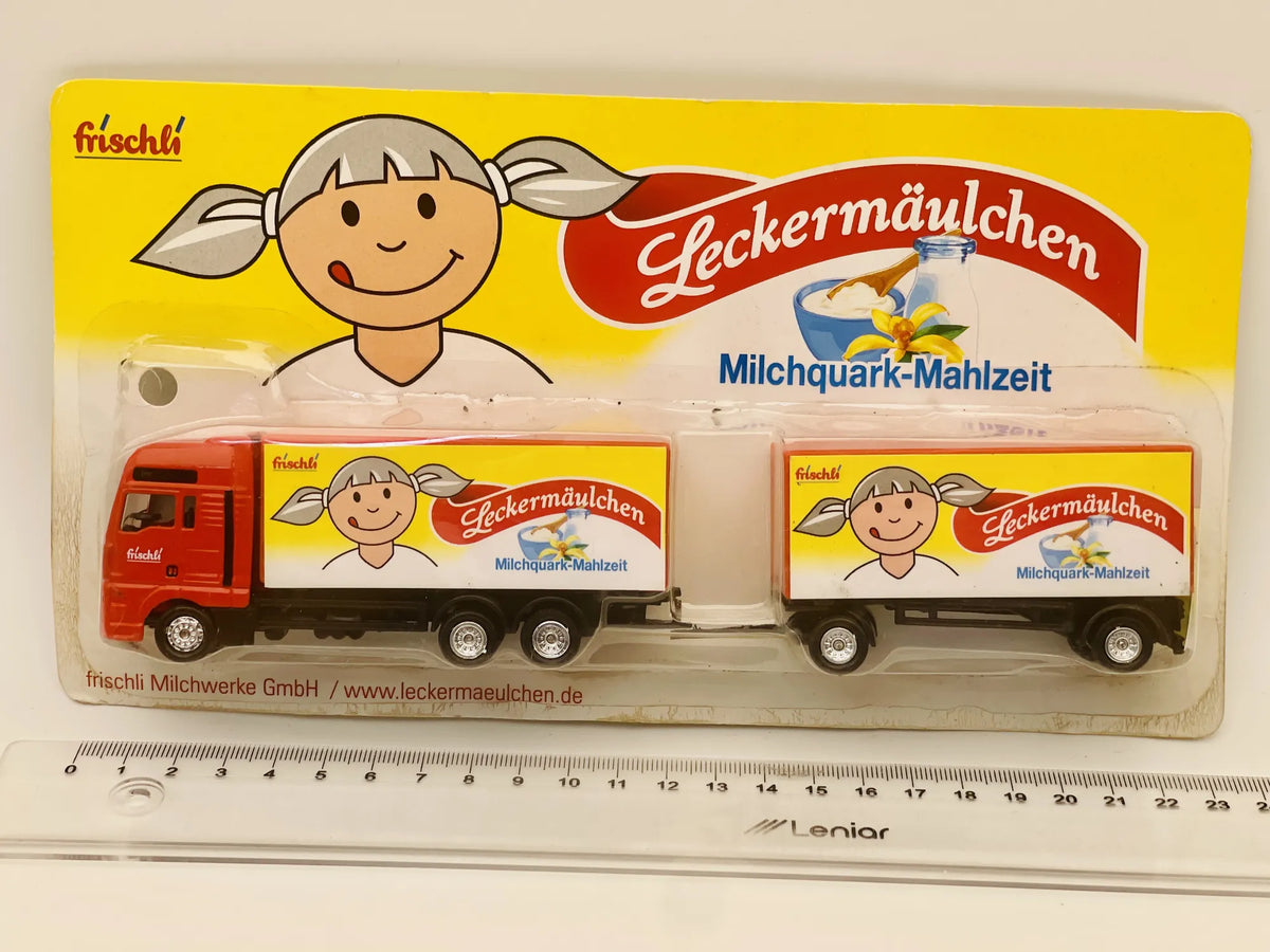 MAN TRUCK Grell 1:87 Czerwony Blister Promocyjny Leckermäulchen Frischli – zdjęcie 5
