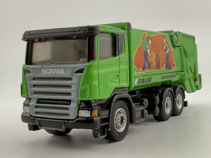 SCANIA ŚMIECIARKA, Siku, FAUN VARIOPRESS, Resoraki, Die cast, Zielony, 1:87 – zdjęcie 4