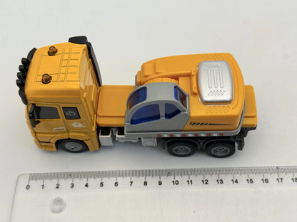 Ciężarówka JAK MERCEDES-BENZ TRUCK CIĘŻARÓWKA Z KOPARKĄ Żółty 1:43 – zdjęcie 5