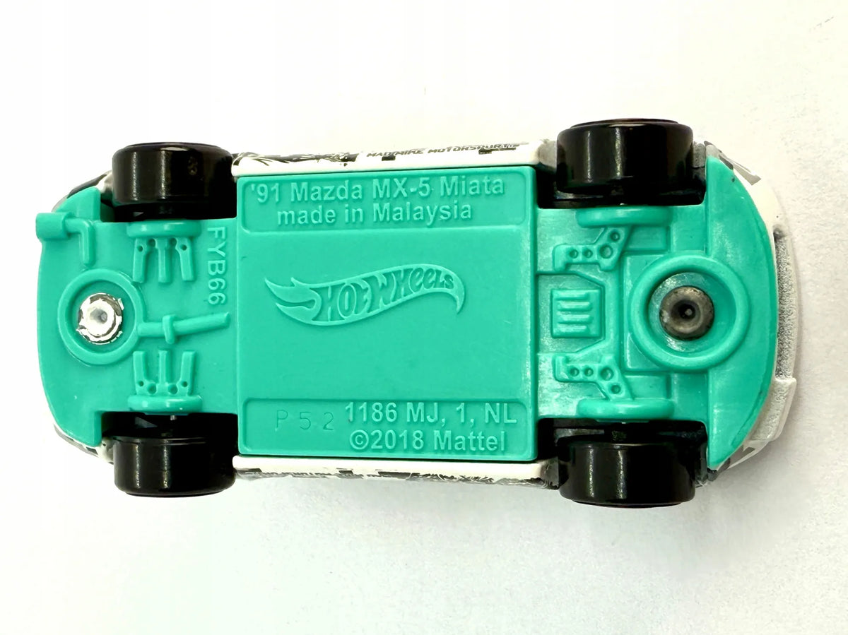 '91 MAZDA MX-5 MIATA, Hot Wheels, Resoraki, Die cast Fyb66, Biała, 1:64 – zdjęcie 5