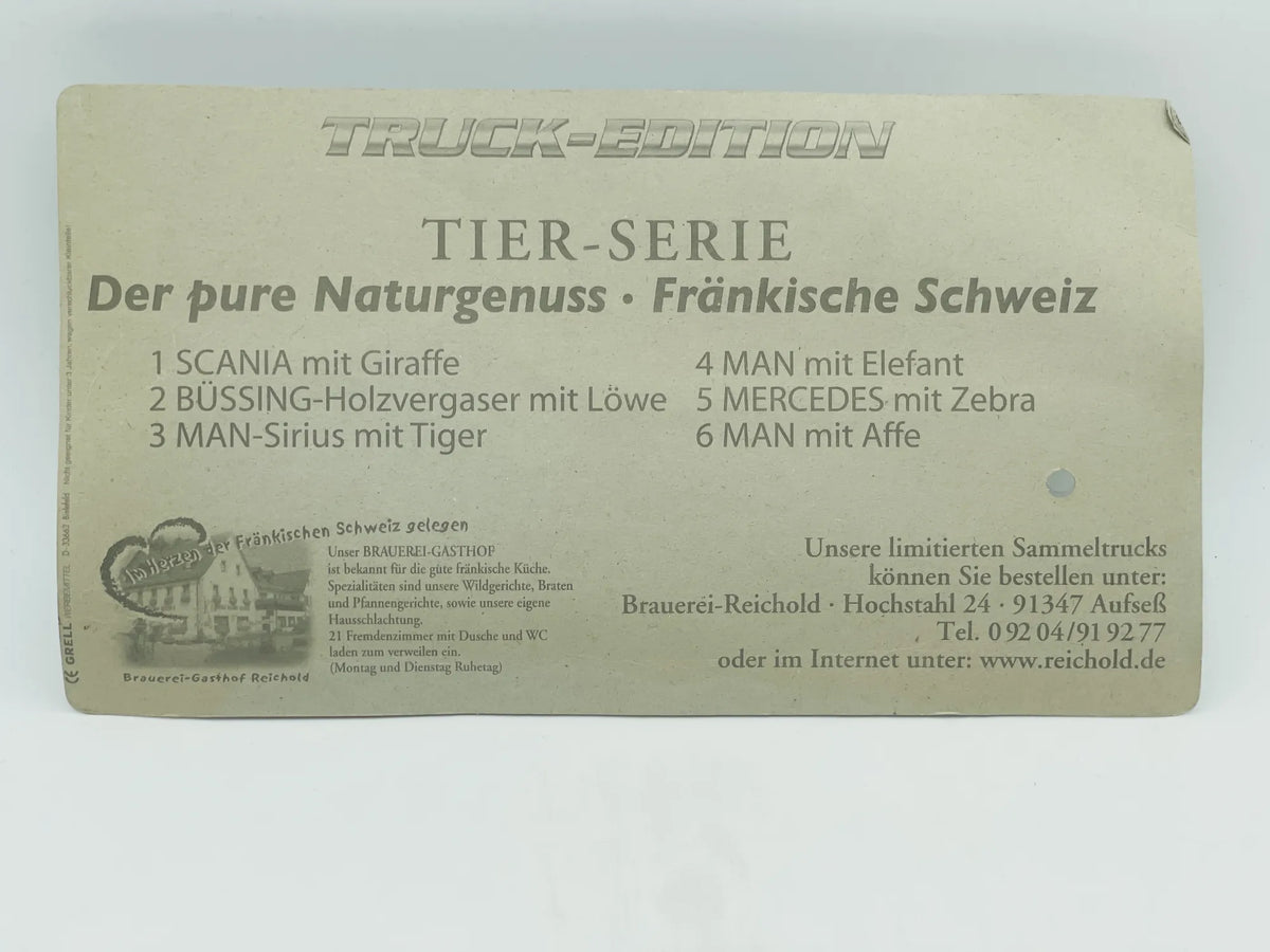 MAN Sirius Grell 1:87 Ciężarówka Promocyjna Brauerei Reichold Figurka Lwa – zdjęcie 5