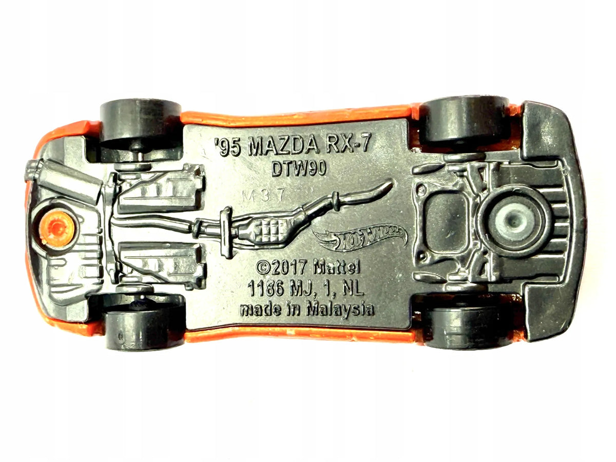 '95 MAZDA RX-7, Hot Wheels 2017, Resoraki, Die cast DTW90, Pomarańcz. 1:64 – zdjęcie 5