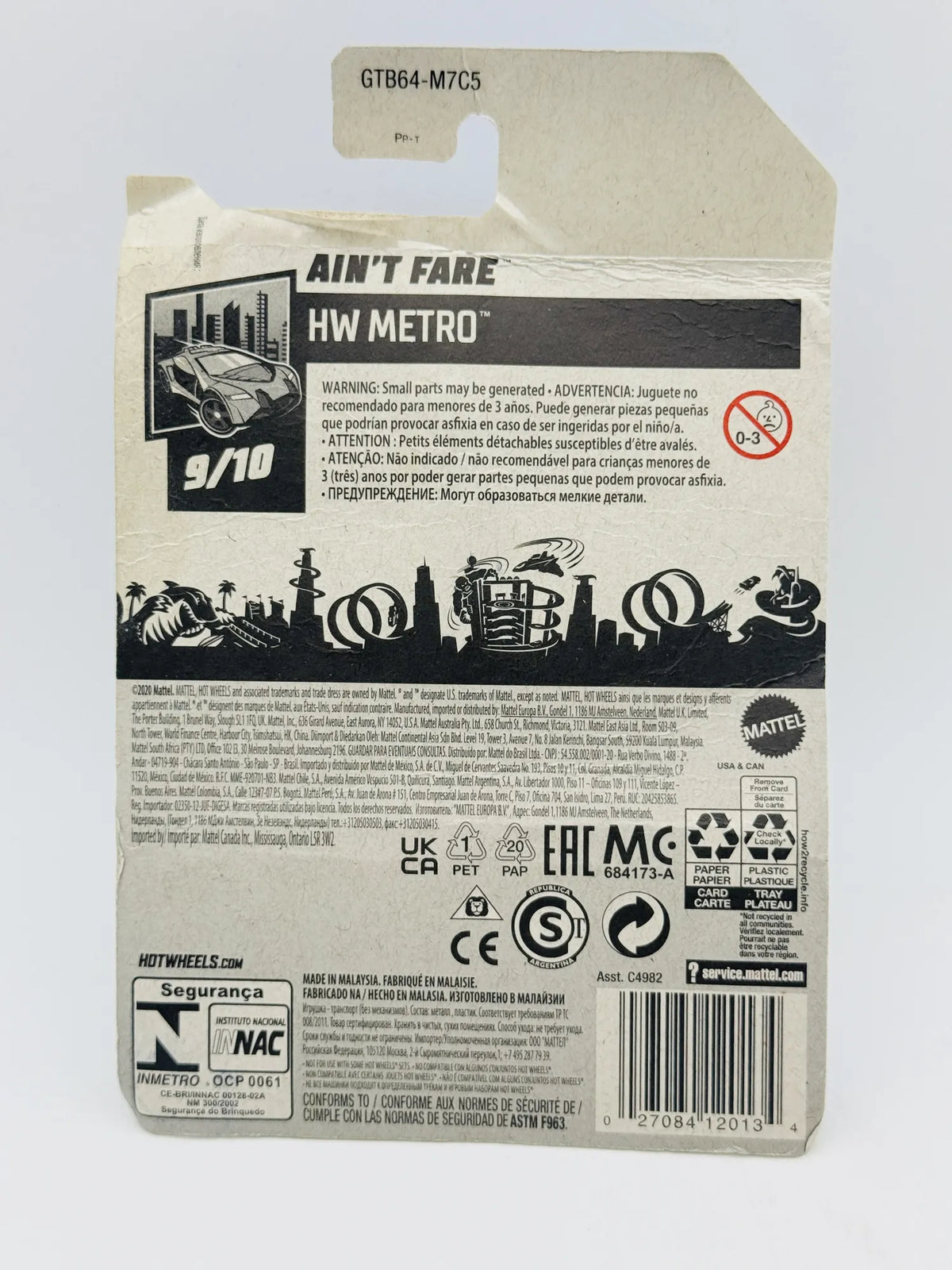 Ain't Fare Hot Wheels 2020 HW Metro 1:64 Autobus Blister Szary – zdjęcie 5