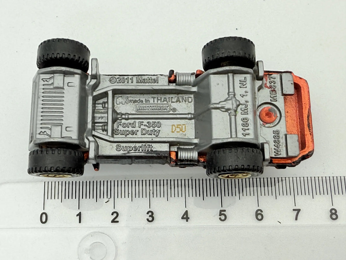 FORD F-350 SUPER DUTY SUPERLIFT, Matchbox 2011, Die cast MB837, Czarny 1:78 – zdjęcie 6
