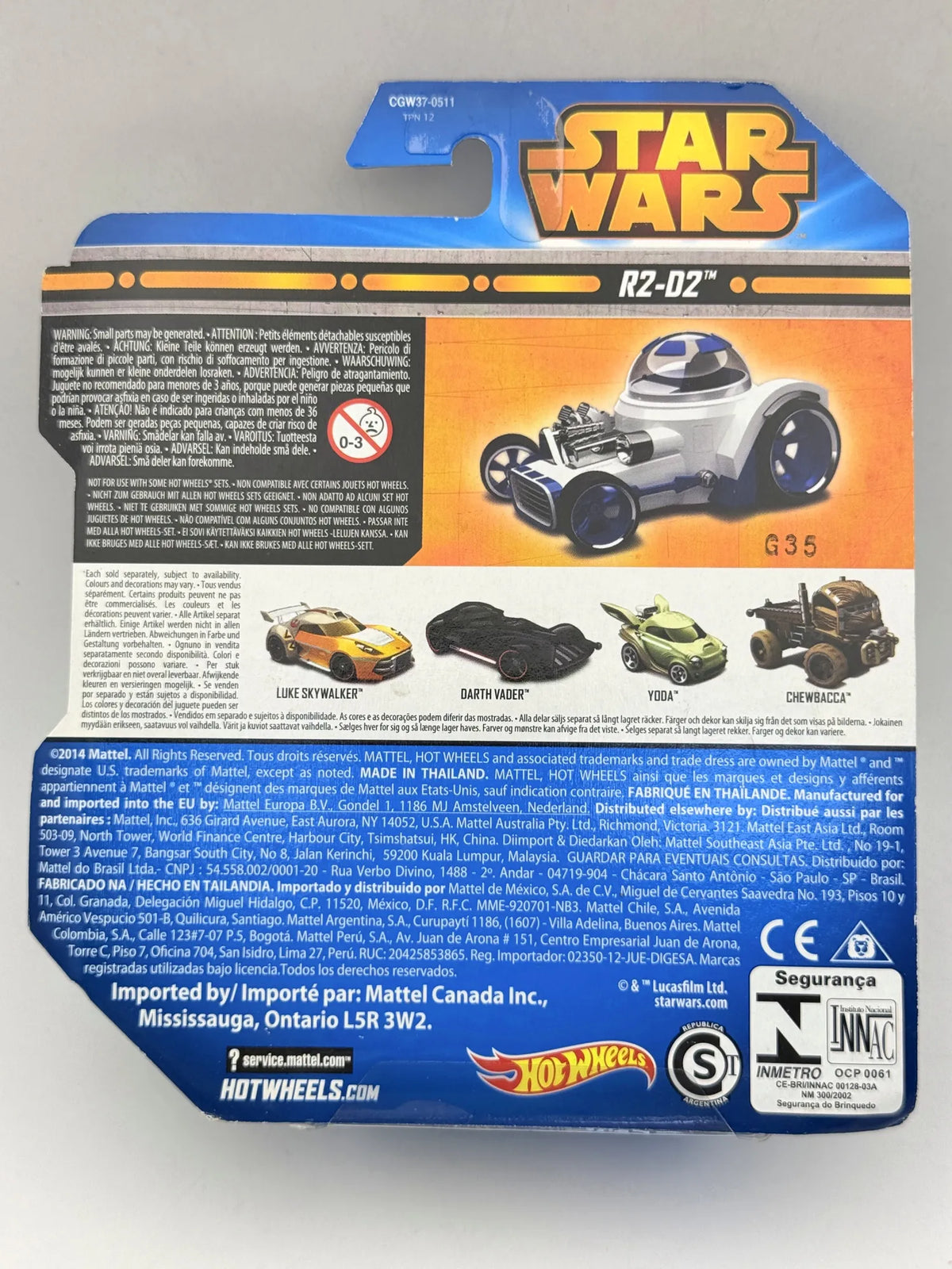 STAR WARS R2-D2 CHARACTER CAR Hot Wheels 2014 Biały 1:64 – zdjęcie 6