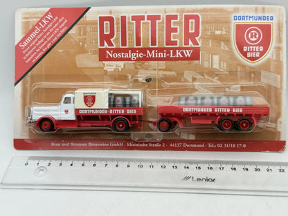 Brekina Krupp Koffer-Hängerzug Grell 1:87 Promocyjny Dortmunder Ritter Bier – zdjęcie 7