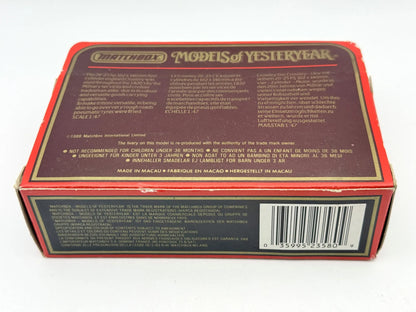 1918 CROSSLEY Models of Yeasteryear Matchbox 1986 Żółty 1:43 Made in Macau – zdjęcie 6