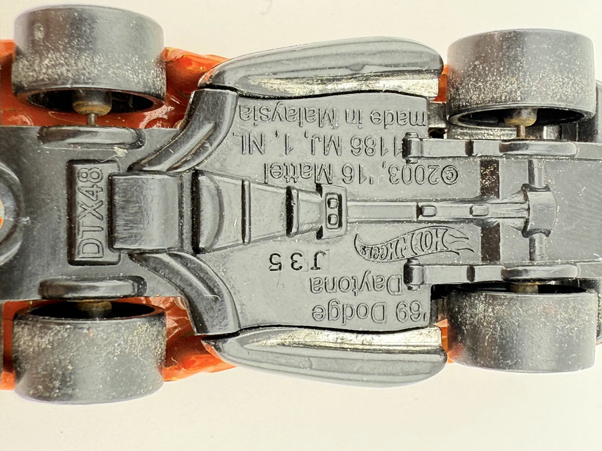 '69 DODGE DAYTONA TOONED, Hot Wheels 2003-16, Die cast J35, Pomarańcz, 1:64 – zdjęcie 7