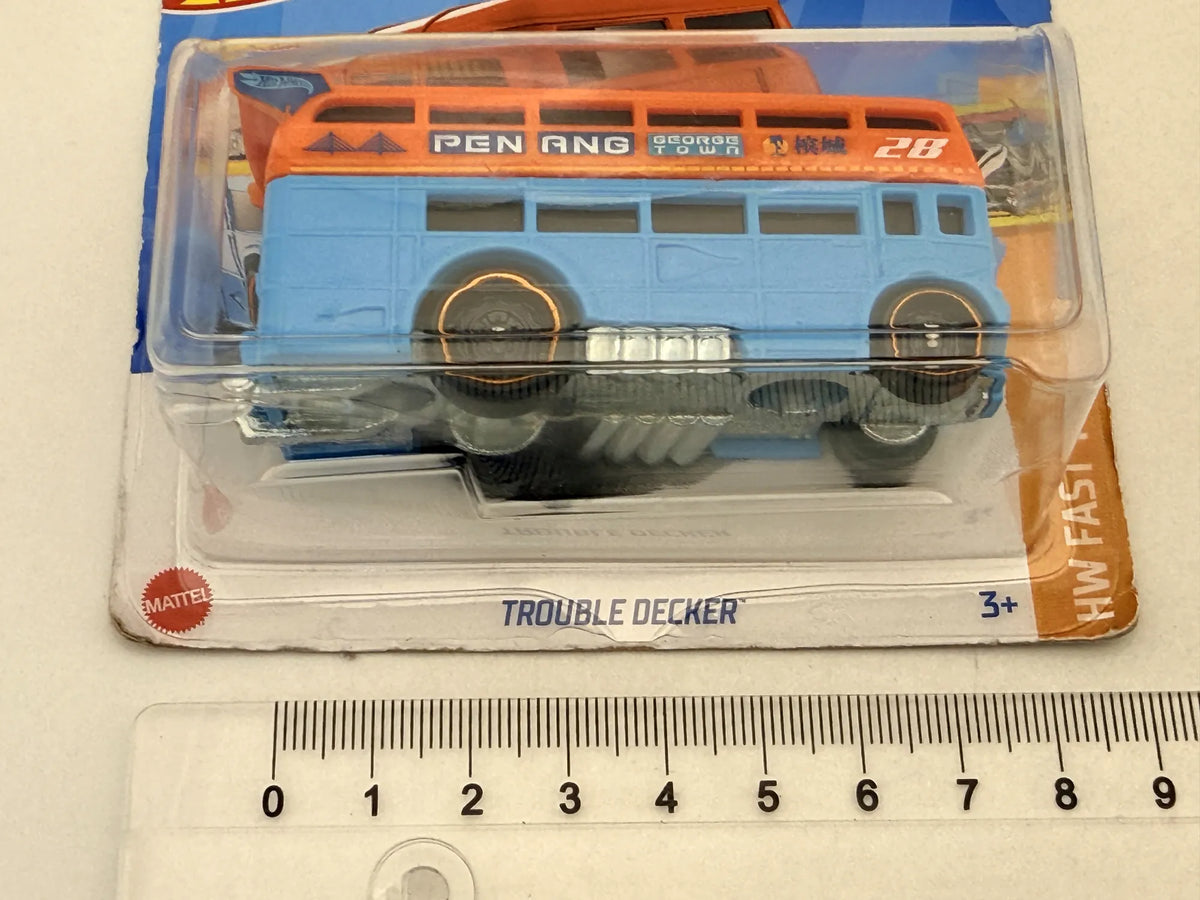 TROUBLE DECKER Hw Fast Transit Hot Wheels 2024 Niebieski 1:64 – zdjęcie 7