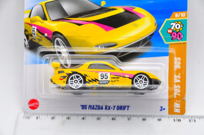 '95 MAZDA RX-7 DRIFT, Hot Wheels 2025, Die cast HYY95 Żółty, 1:64, Resoraki – zdjęcie 7