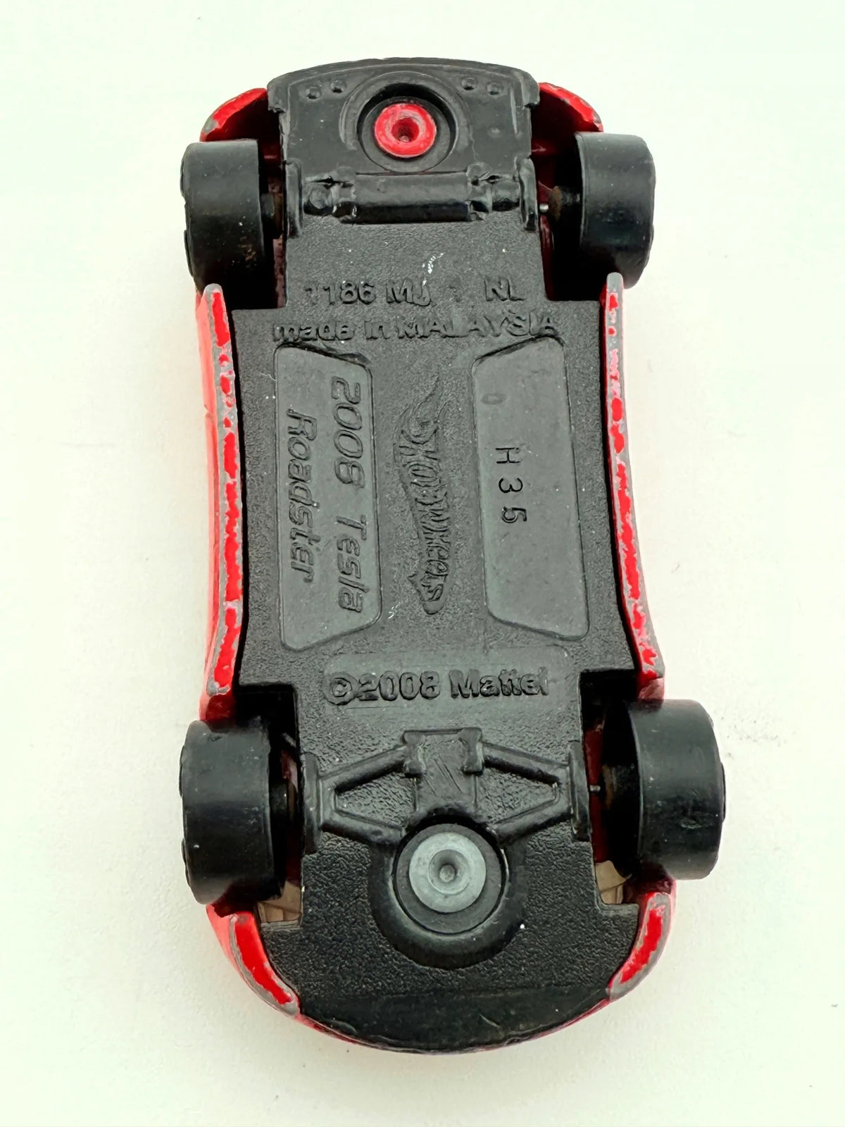 2008 TESLA ROADSTER, Hot Wheels, Resoraki, Die cast 7186, Czerwony, 1:64 – zdjęcie 7