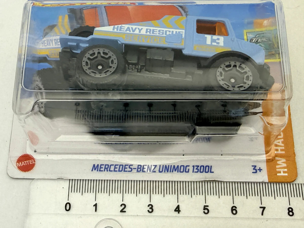 MERCEDES-BENZ UNIMOG 1300L HW Haulers Hot Wheels 2023 Niebieski 1:64 – zdjęcie 7