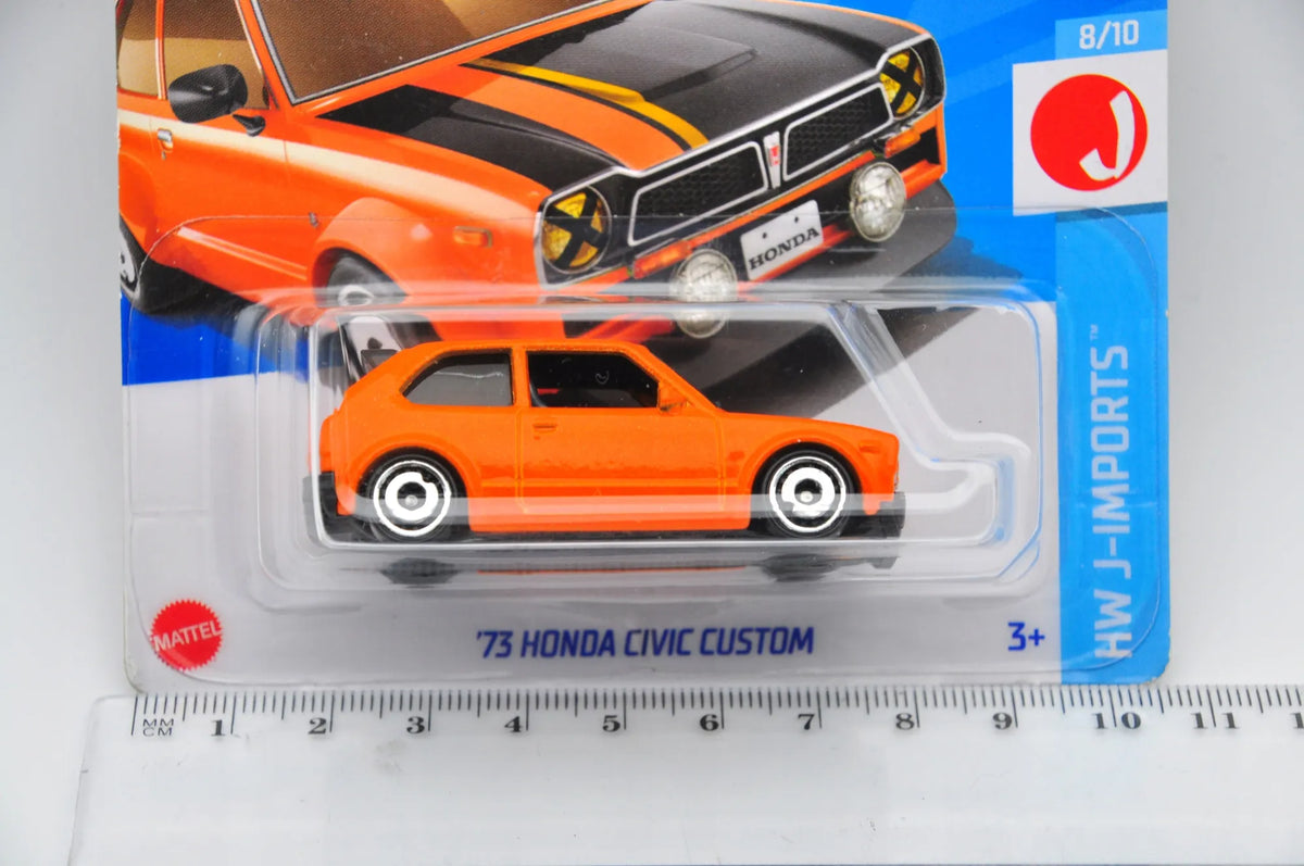 HONDA CIVIC CUSTOM '73, Hot Wheels, Die cast Hkk67-N521, Pomarańczowy, 1:64 – zdjęcie 7