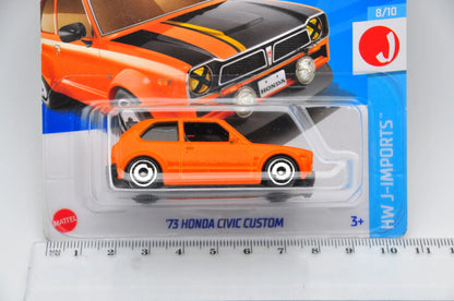 HONDA CIVIC CUSTOM '73, Hot Wheels, Die cast Hkk67-N521, Pomarańczowy, 1:64 – zdjęcie 7