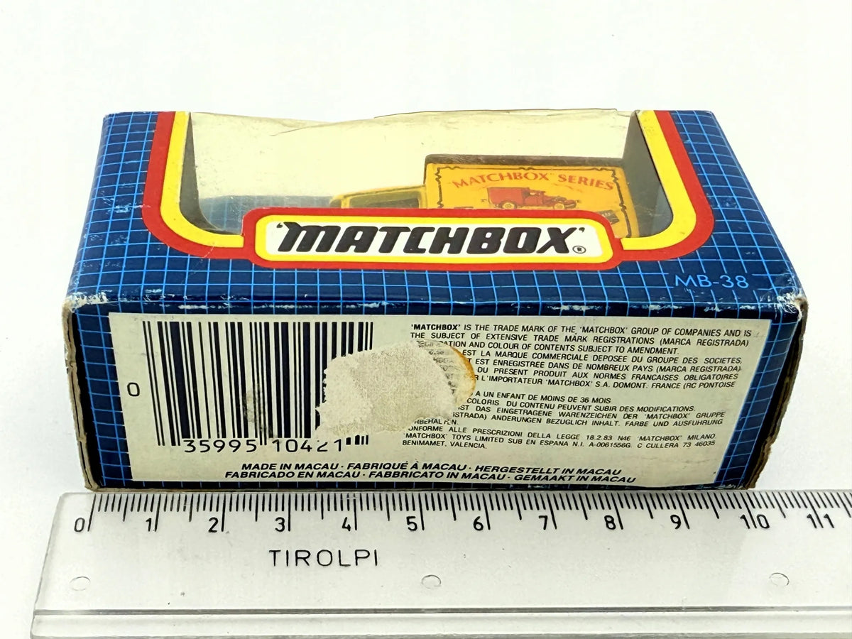 FORD MODEL A VAN, Matchbox, Made in Macau, Die cast Mb-38, Żółty, 1:64 – zdjęcie 7