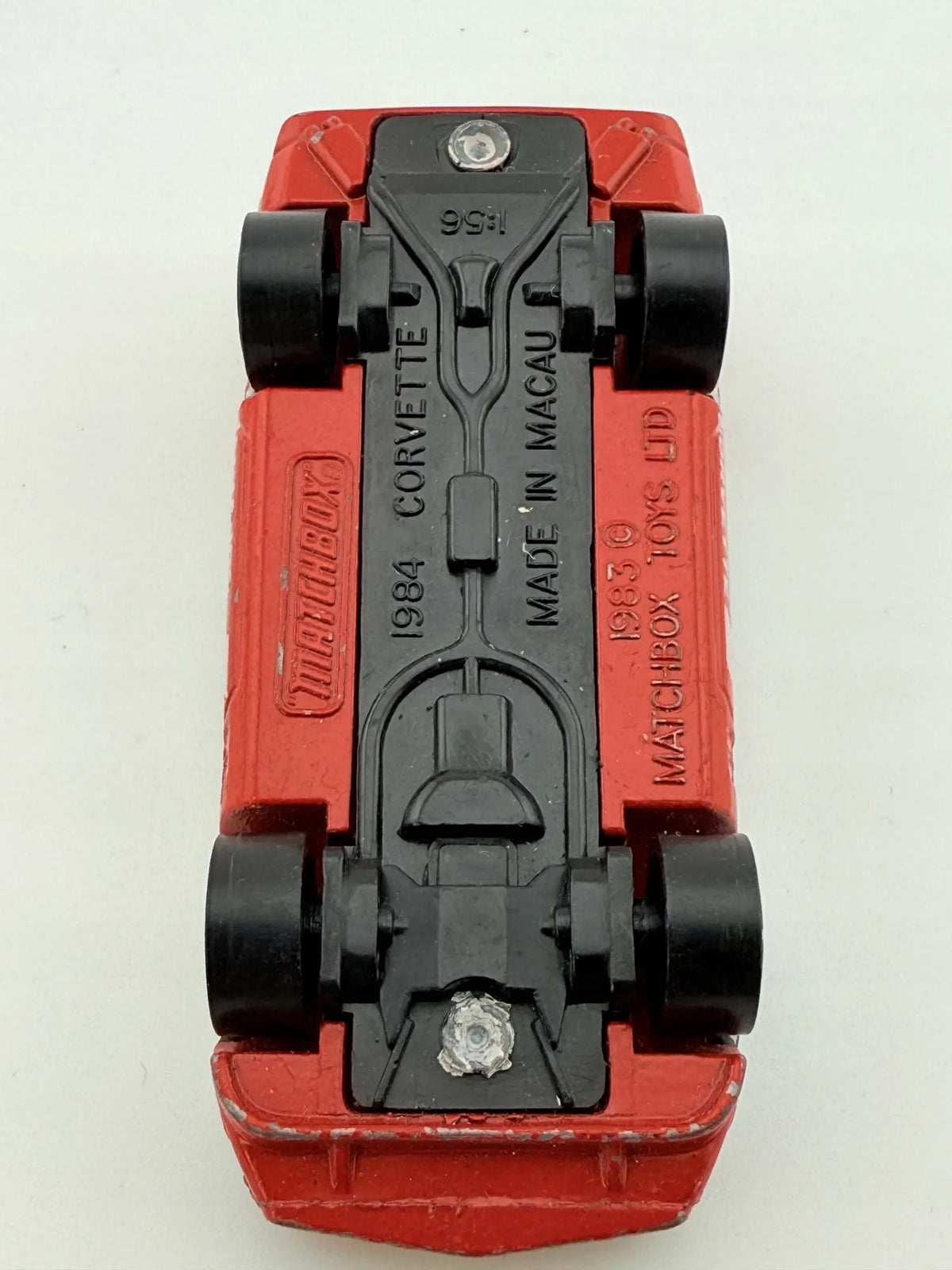 1984 Corvette Matchbox 1983 Czerwony 1:56 Made in Macau – zdjęcie 7