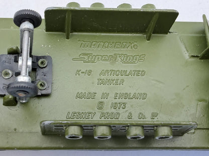 K-16 ARTICULATED TANKER Super Kings Matchbox 1973 1:43 Made in England – zdjęcie 7
