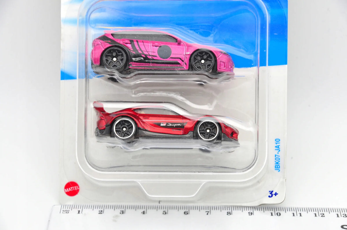 Subaru Wrx Sti & Toyota Supra Hot Wheels 2024 Różowy i Bordowy 1:64 2 Pack – zdjęcie 7