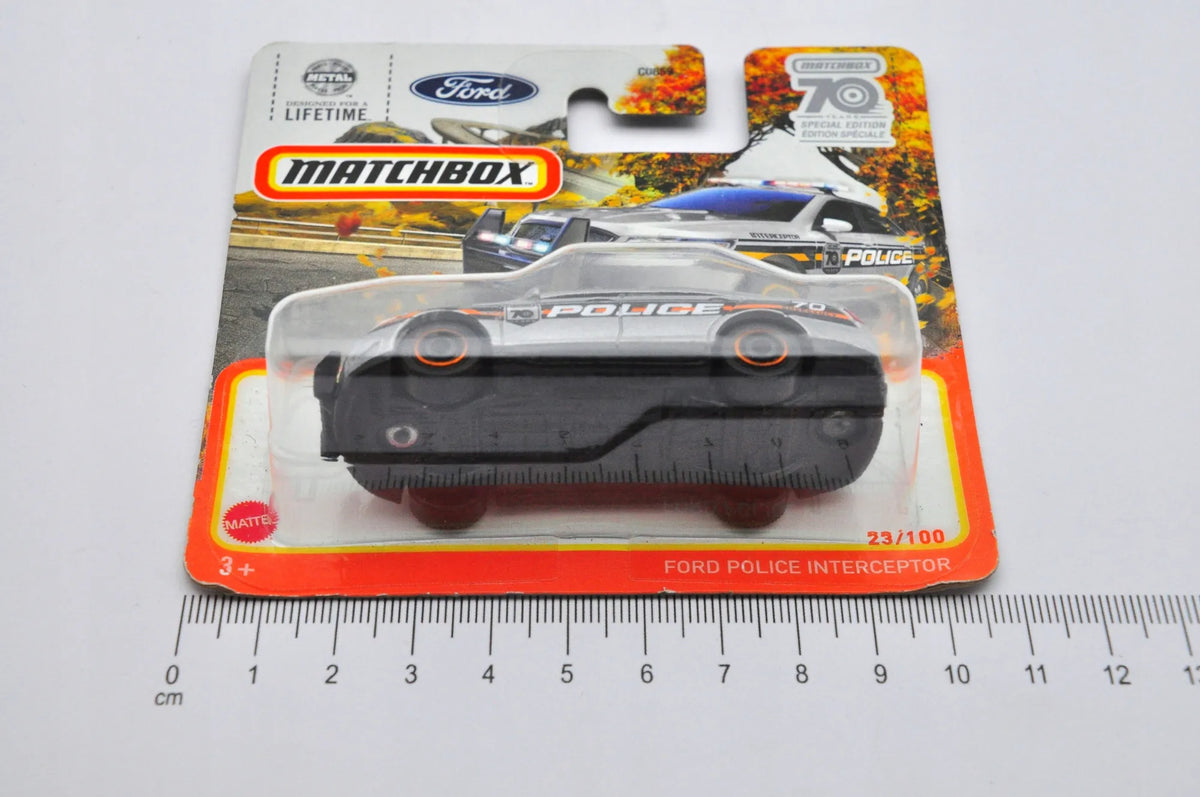 FORD POLICE INTERCEPTOR, Matchbox 2022 Die cast HLD04 Srebrny 1:64 Resoraki – zdjęcie 7