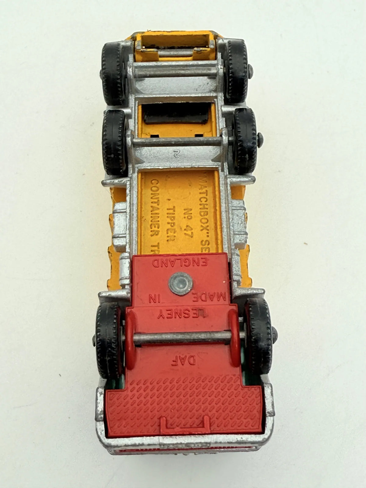 Daf Tipper Container Truck Matchbox Żółty 1:64 Made in England – zdjęcie 8
