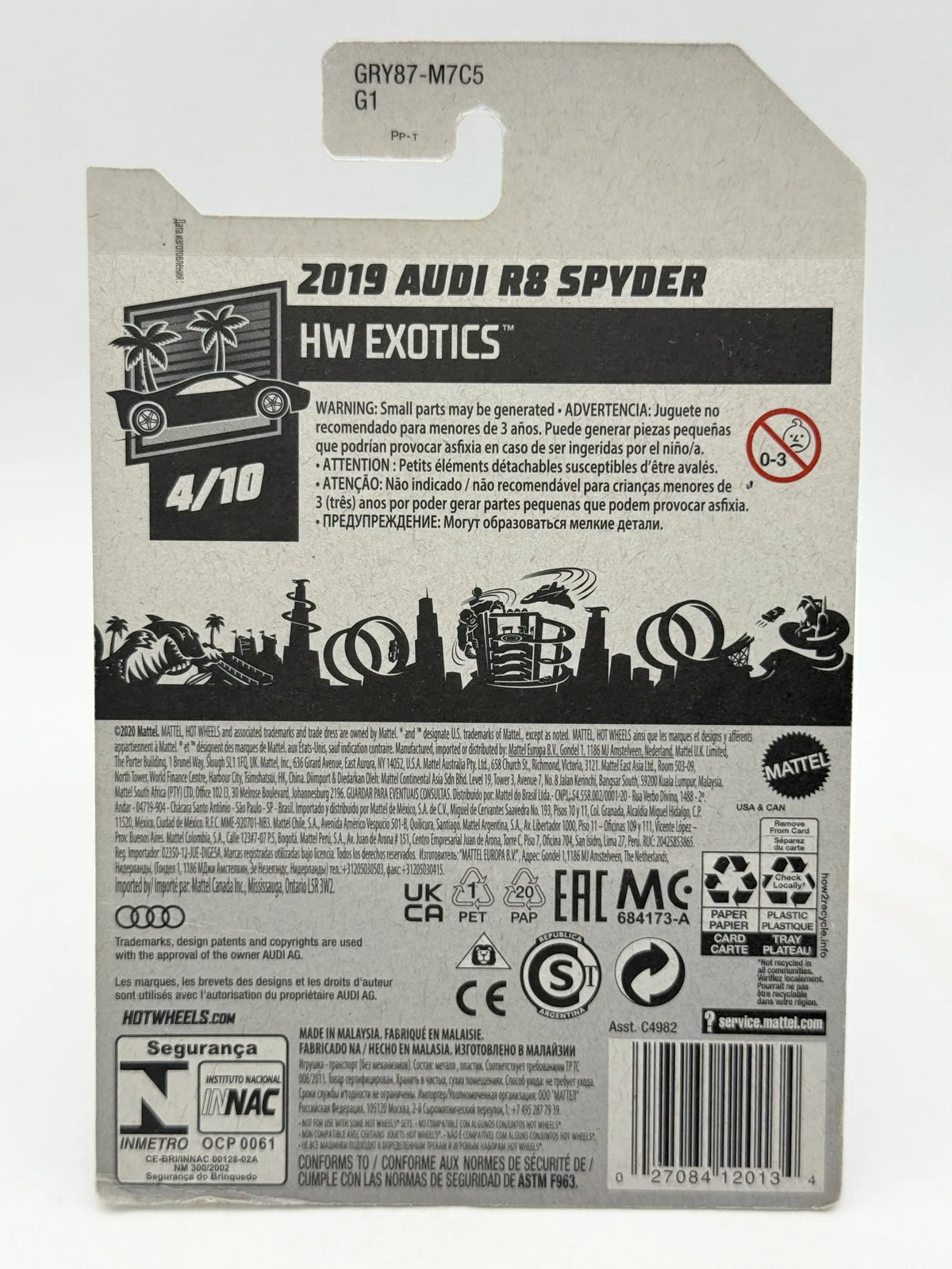 2019 Audi R8 Spyder HW EXOTICS Hot Wheels 2019 Niebieski 1:64 – zdjęcie 8