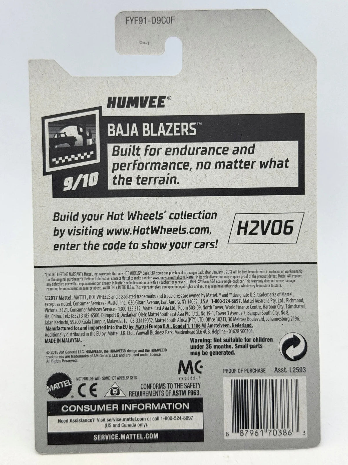 Humvee Baja Blazers Wojsko Hot Wheels 2017 Niebieski 1:64 – zdjęcie 8