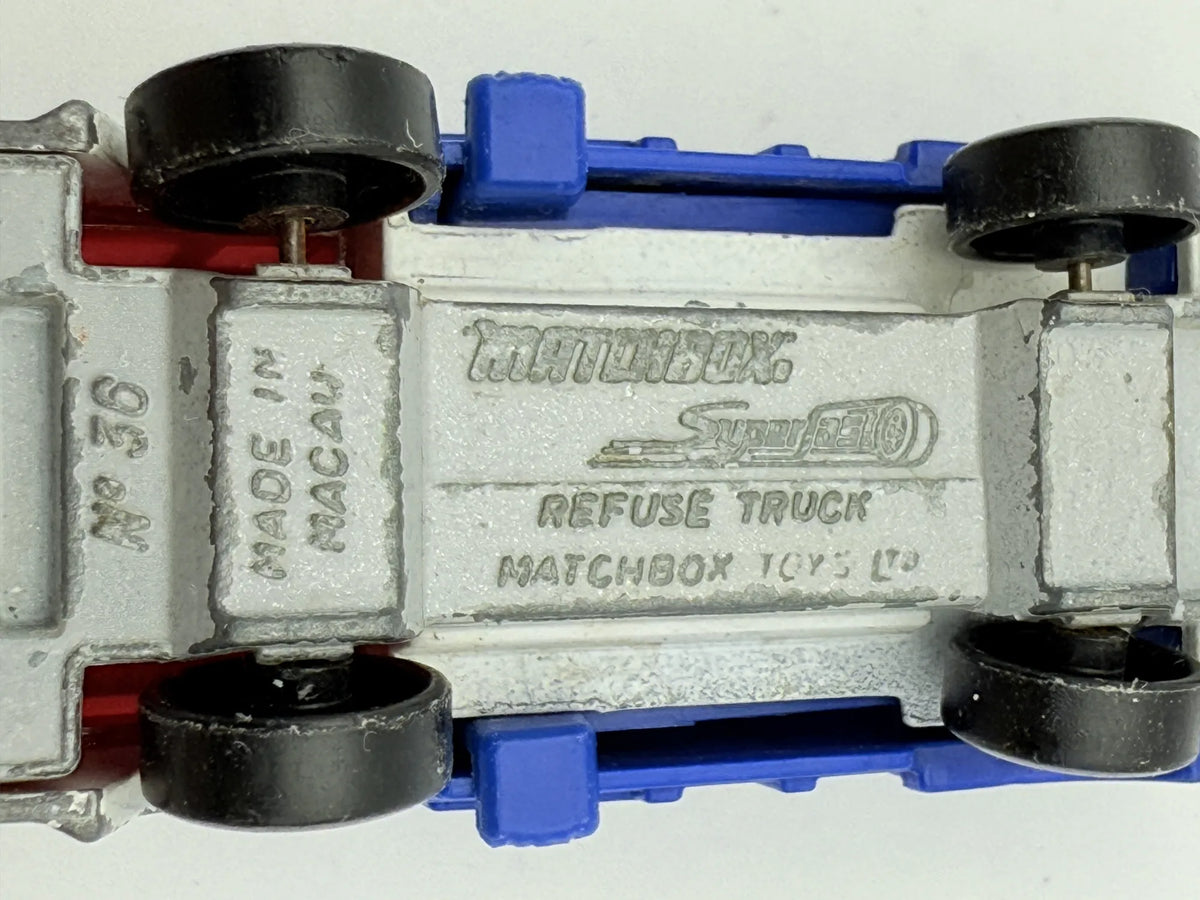 REFUSE TRUCK, Śmieciarka, Matchbox 1979, Die cast, Biały Niebieski, 1:87 – zdjęcie 8