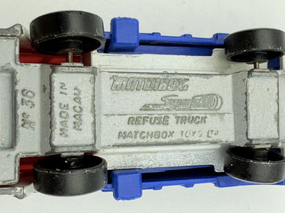 REFUSE TRUCK, Śmieciarka, Matchbox 1979, Die cast, Biały Niebieski, 1:87 – zdjęcie 8