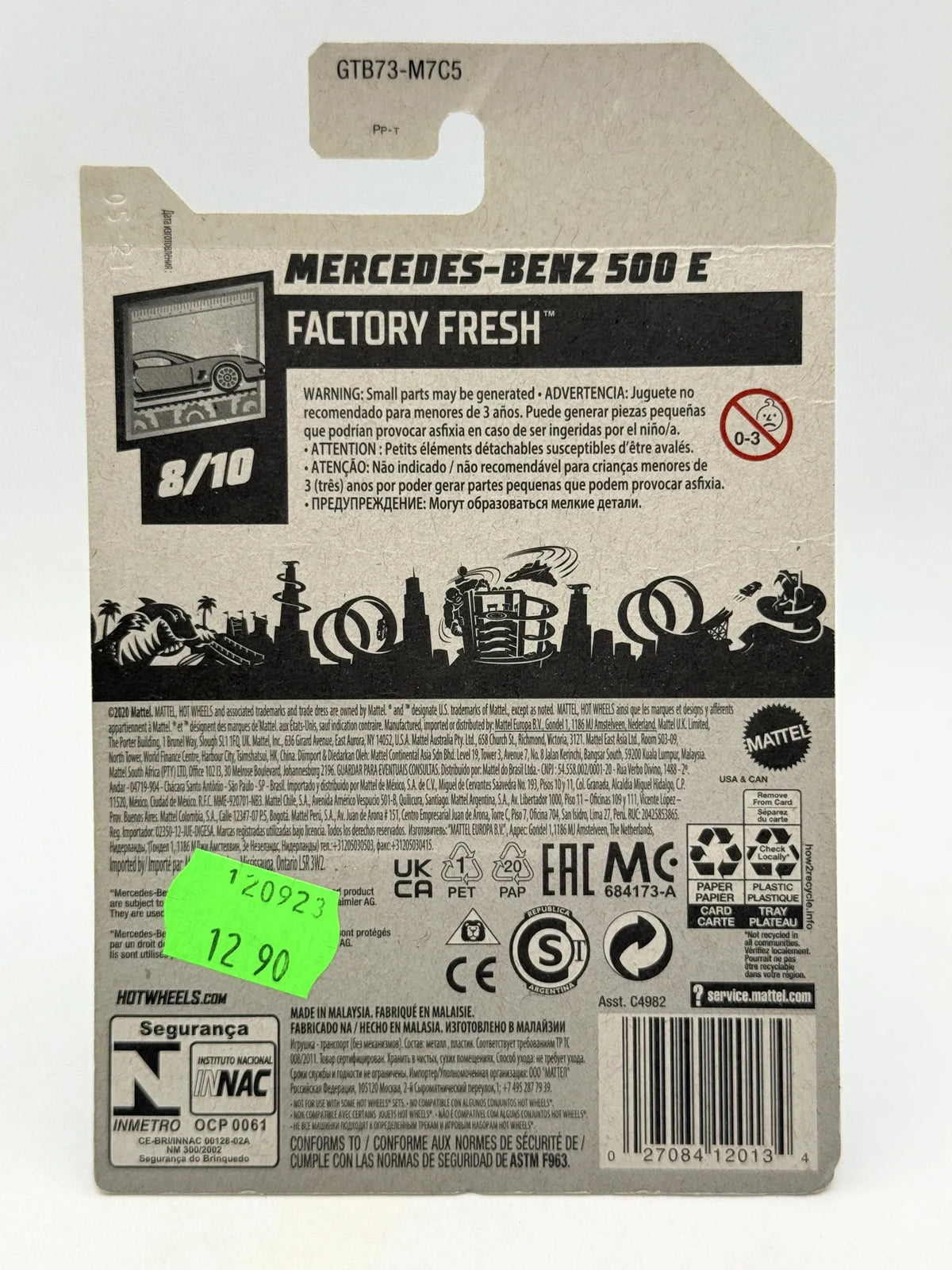 Mercedes-Benz 500 E Factory Fresh Hot Wheels 2020 Srebrny 1:64 – zdjęcie 8