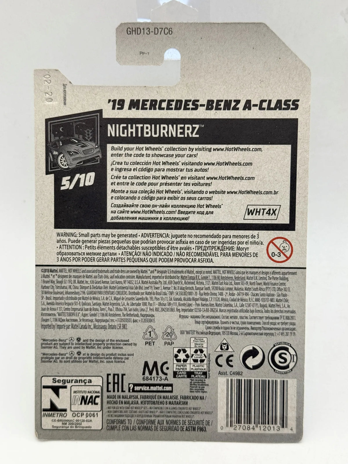 '19 MERCEDES-BENZ A-CLASS Nightburnerz Hot Wheels 2018 Czerwony 1:64 – zdjęcie 8