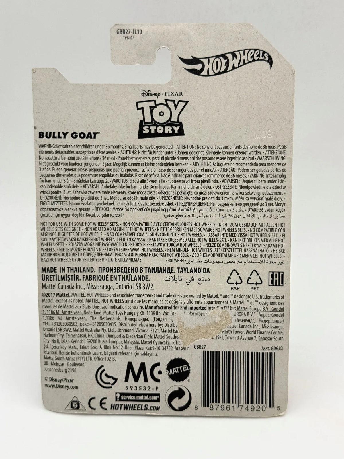 BULLY GOAT Toy Story Hot Wheels 2017 Szary 1:64 – zdjęcie 8