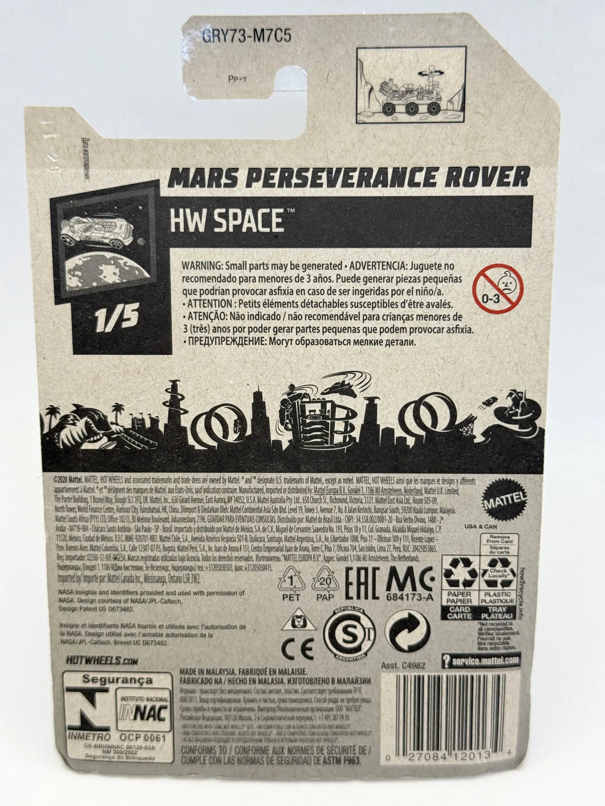 MARS PERSEVERANCE ROVER HW Space Hot Wheels 2020 Biały 1:64 – zdjęcie 8