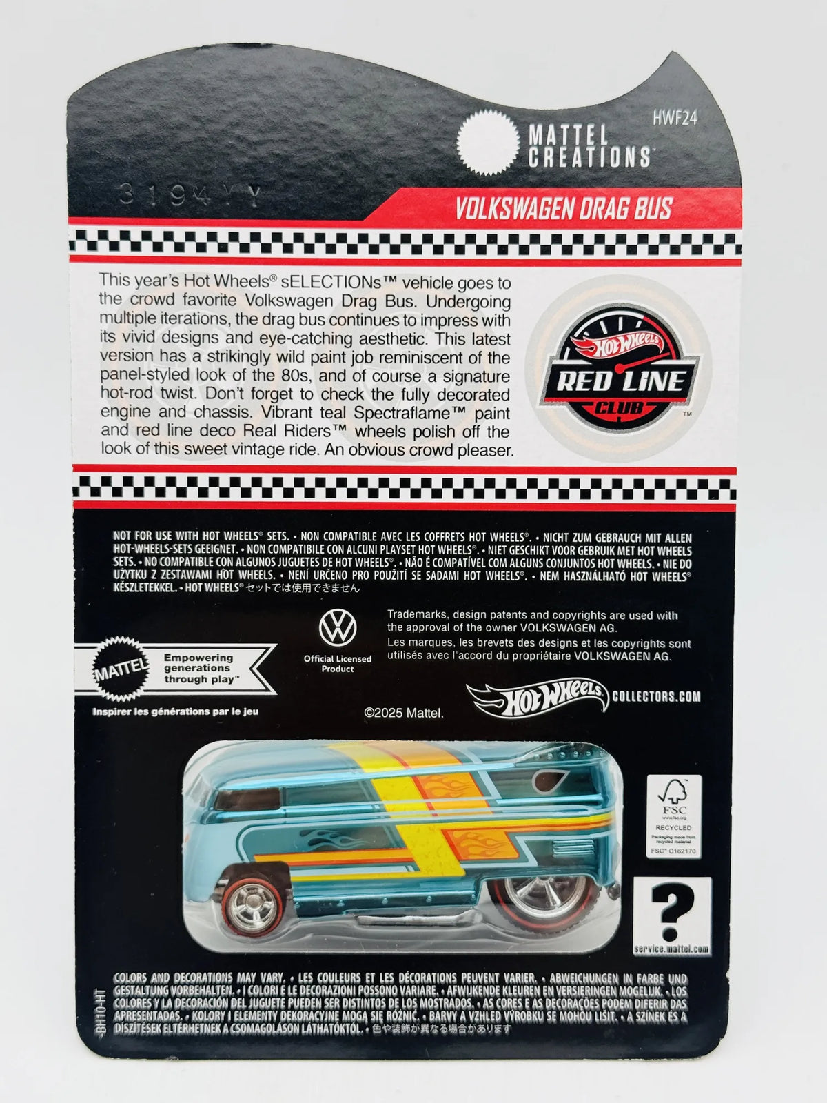 Volkswagen Drag Bus Hot Wheels 2025 Red Line Club 1:64 Van Blister – zdjęcie 8