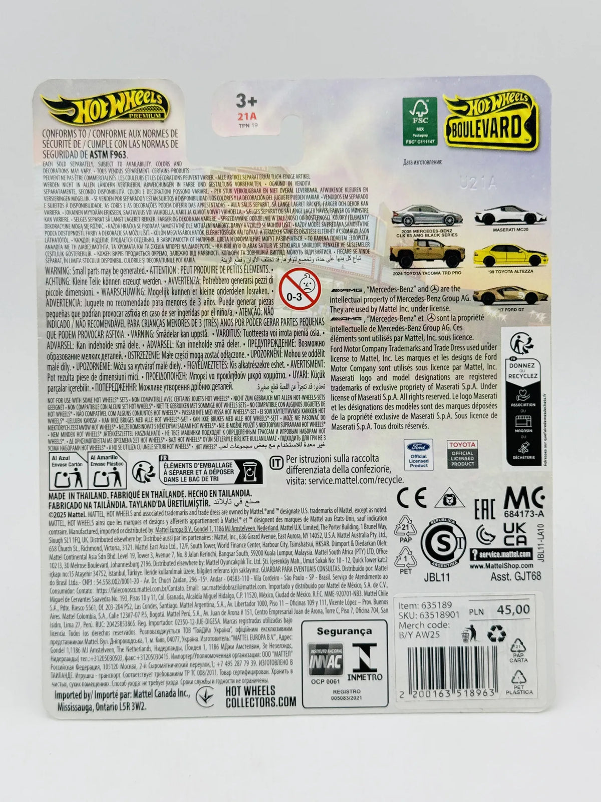 Maserati MC20 Hot Wheels 2025 Boulevard 1:64 Blister Biały – zdjęcie 8