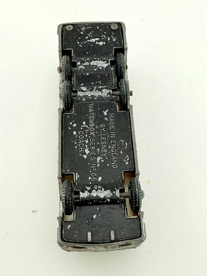COACH BUS, Matchbox, Made in England, Die cast 66, Srebrny, 1:120, Resoraki – zdjęcie 9