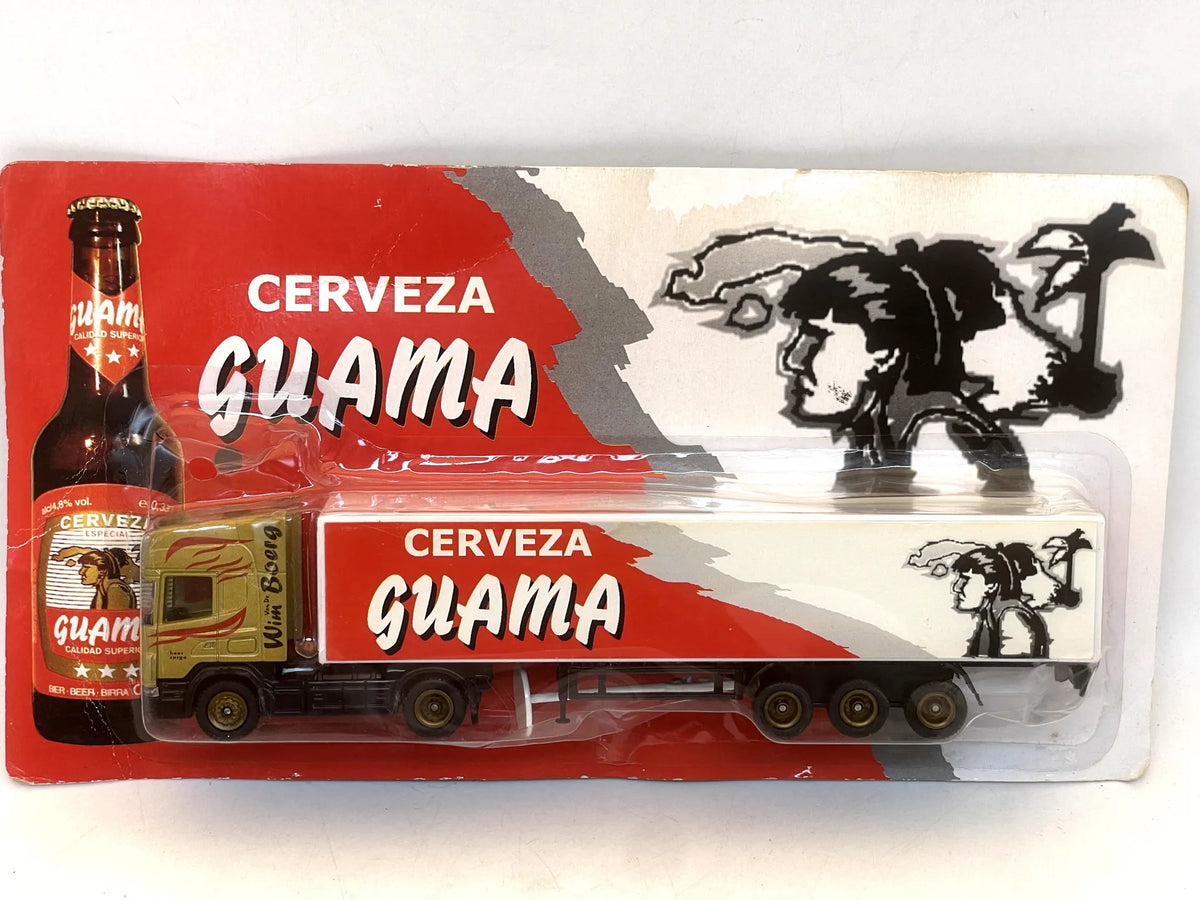 Scania Grell 1:87 Ciężarówka Promocyjna CERVEZA GUAMA Blister Czerwony