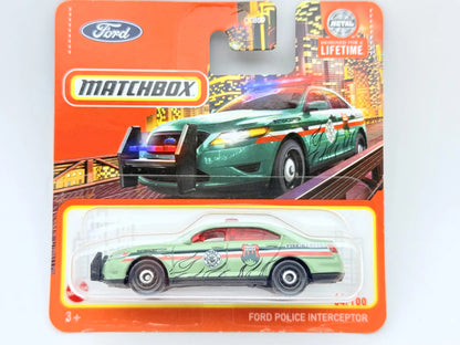 FORD POLICE INTERCEPTOR, Matchbox 2023, Die cast HVN97LA10, Zielony, 1:64