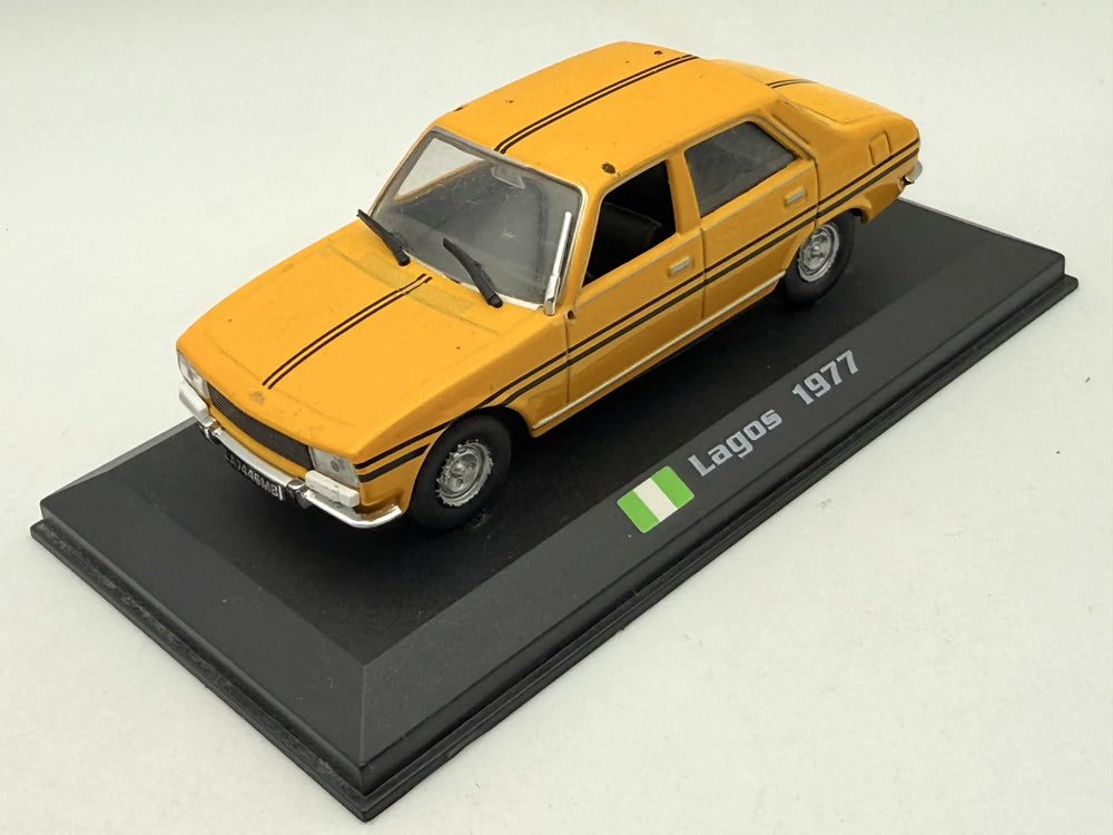 PEUGEOT 504 TAXI LAGOS 1977, AmerCom 1977, Die cast, Żółty, 1:43, Resoraki