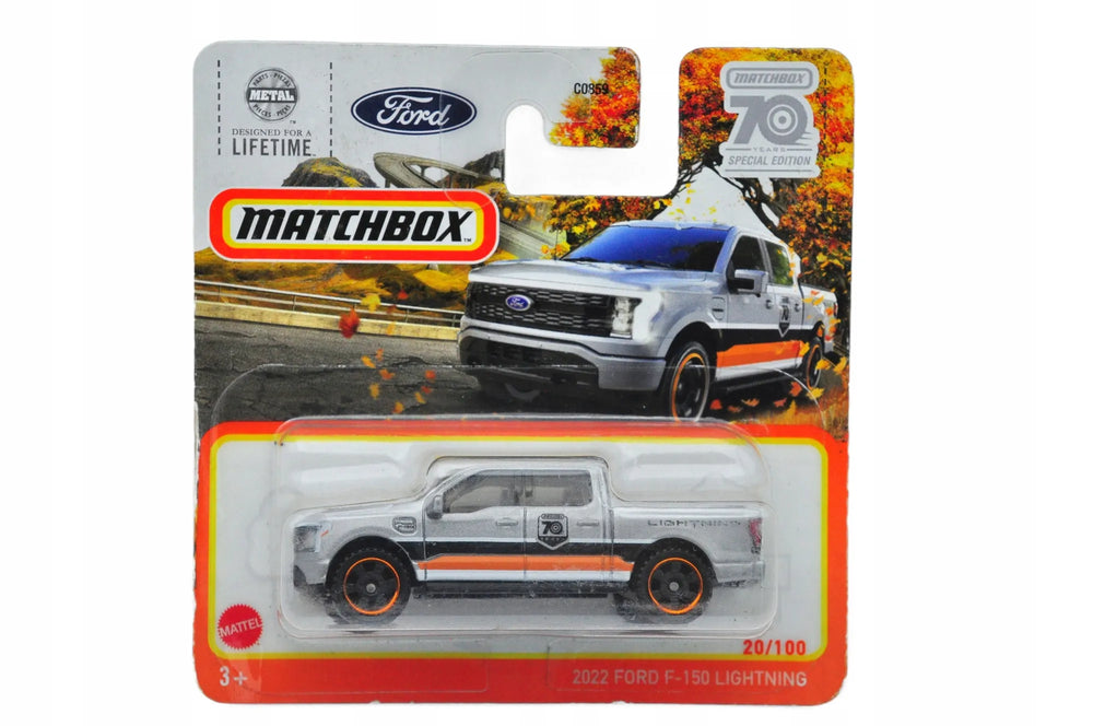 2022 FORD F-150 LIGHTNING, Matchbox 2022, Die cast C0859, Srebrny, 1:64