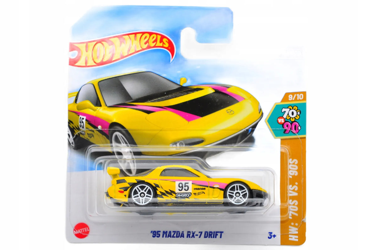 '95 MAZDA RX-7 DRIFT, Hot Wheels 2025, Die cast HYY95 Żółty, 1:64, Resoraki