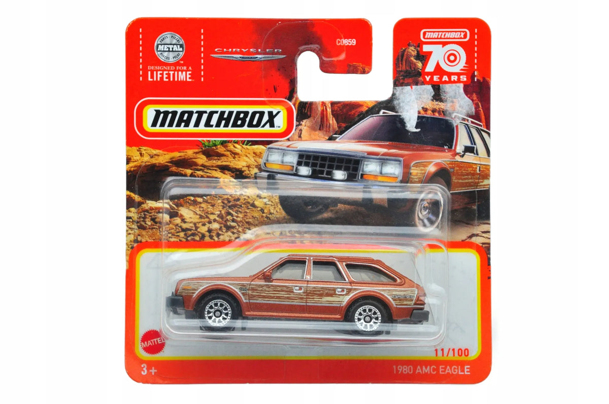 1980 AMC EAGLE, Matchbox, Resoraki, Die cast Hlc66-La10, Brązowy, 1:64
