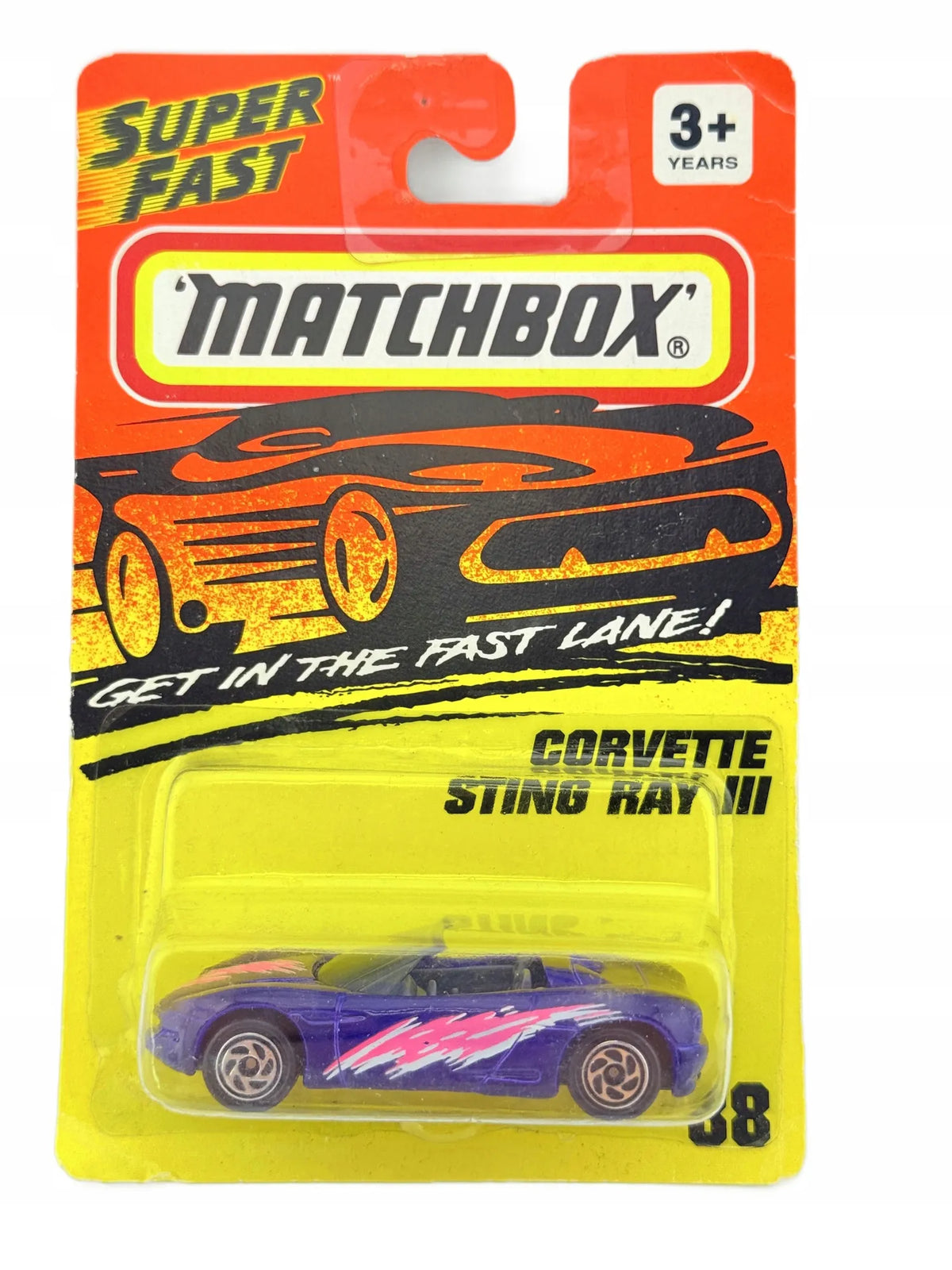 CORVETTE STING RAY III, Matchbox, Resoraki, Die cast #38, Niebieski, 1:64