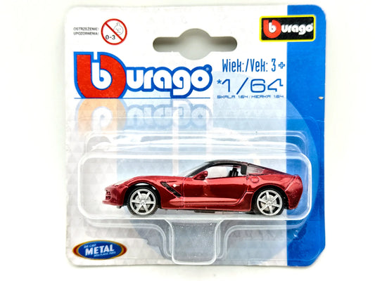 Chevrolet Corvette Stingray C7 Bburago 1:64 Blister Czerwony Sportowy