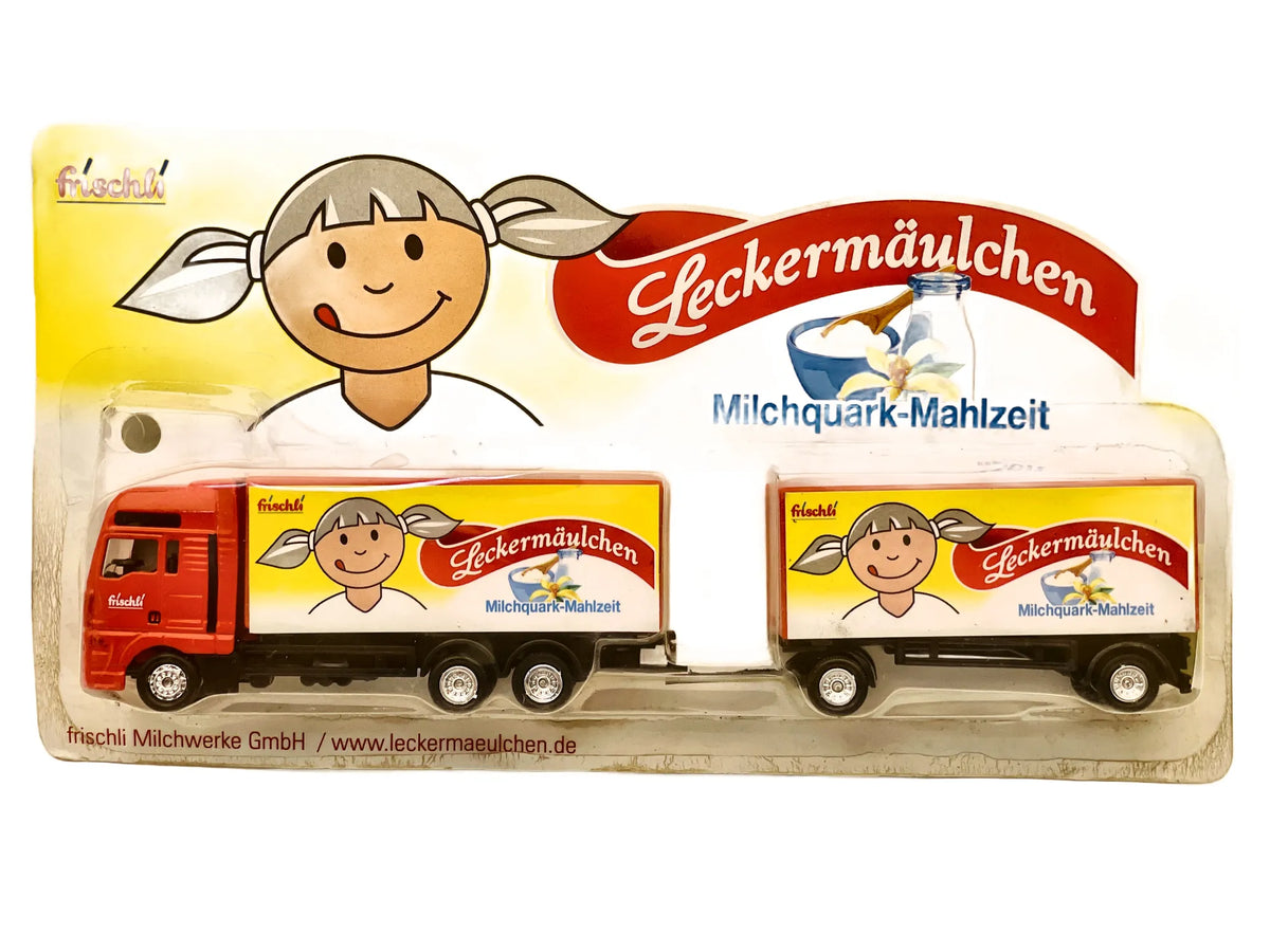 MAN TRUCK Grell 1:87 Czerwony Blister Promocyjny Leckermäulchen Frischli – zdjęcie 3