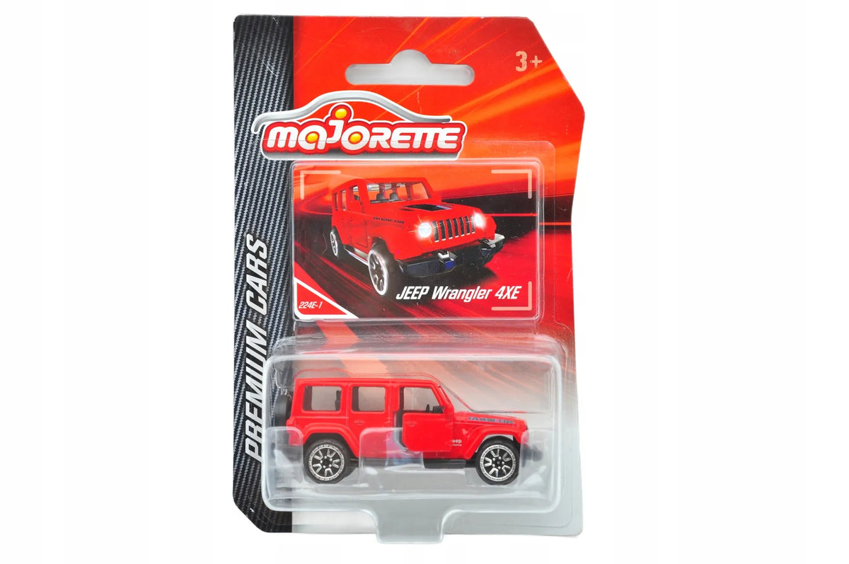 JEEP WRANGLER 4XE, Majorette, Resoraki, Die cast 224E-1, Czerwony, 1:64