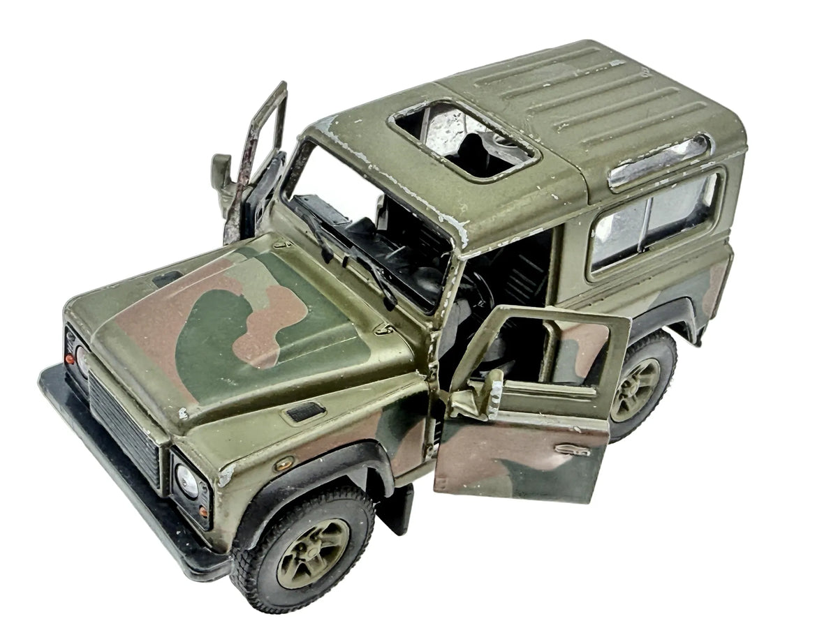 LAND ROVER DEFENDER WOJSKOWY, Welly, Die cast 42392, Zielony 1:36, Resoraki