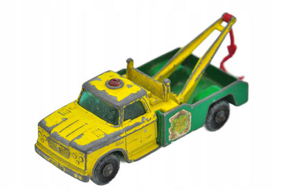 DODGE WRECK TRUCK, Matchbox, Made in England, Die cast 13, Żółty, 1:87
