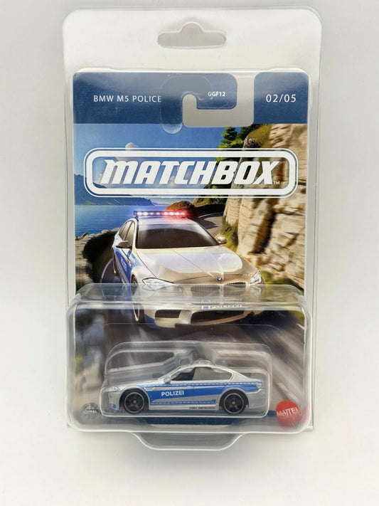 BMW M5 POLICE Best of Germany Policja Matchbox 2024 Srebrny 1:64 Protektor