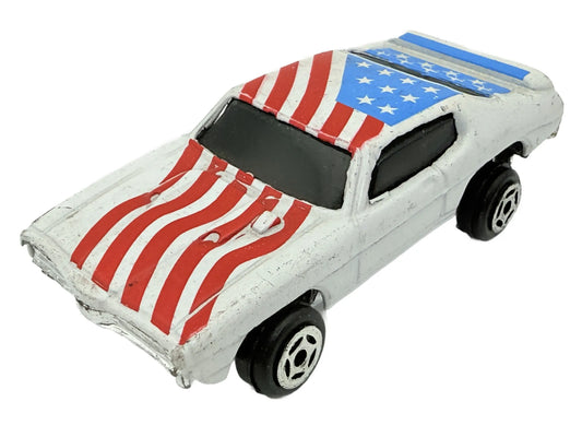 Jak Pontiac GTO, Summer, Die cast, Resoraki, Biały, Flaga USA, 1:64